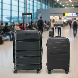 Combo 2 Maletas. Maleta Kippi (L) Rígida Wavy Negro y Maleta de Cabina (S) Grafito