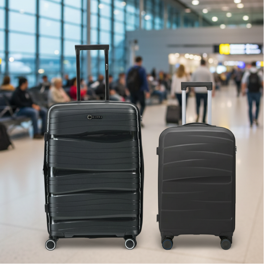 Combo 2 Maletas. Maleta Kippi (L) Rígida Wavy Negro y Maleta de Cabina (S) Grafito