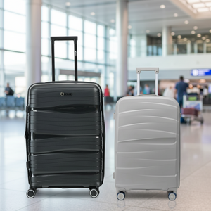 Combo 2 Maletas. Maleta Kippi (L) Rígida Wavy Negro y Maleta de Cabina (S) Gris