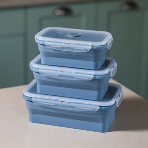Contenedor Silicona Plegable 1200 Ml Celeste