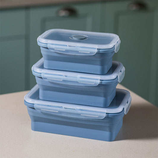 Contenedor Silicona Plegable 1200 Ml Celeste