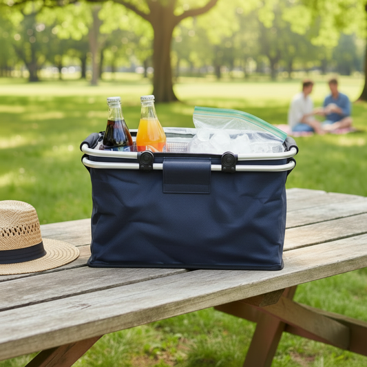 Cooler Plegable Manillas 18Lt Azul