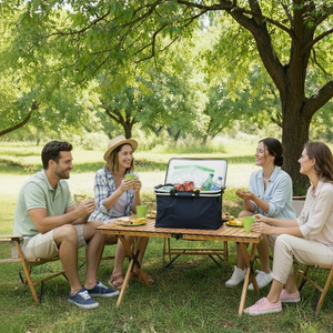 Cooler Plegable Manillas 18Lt Azul