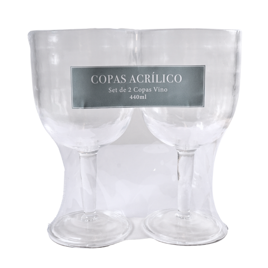Combo 6 Copas Acrílicas para Vino 440 ml — 3 Sets de 2 Unidades
