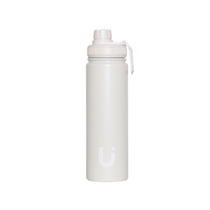Combo Mochila Travel Viral 40L Misty Pink Expandible + Botella Térmica Wappy Blanca Acero Inoxidable