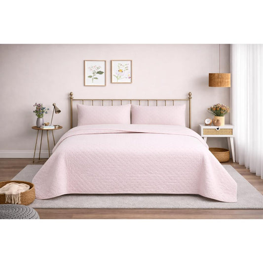 Cubrecama Quilt Reversible 2 Plazas Queen Deluxe Rose Martiné