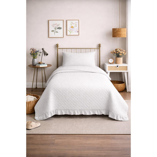 Cubrecama Quilt Reversible 1.5 Plazas Deluxe White Martiné