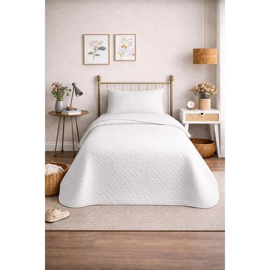 Cubrecama Quilt Reversible 1.5 Plazas Deluxe White Martiné