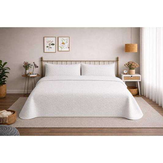 Cubrecama Quilt Reversible 2 1/2 Plazas King Deluxe White Martiné