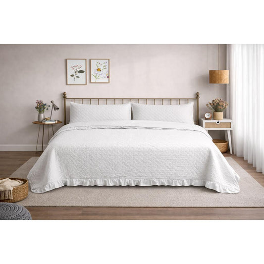 Cubrecama Quilt Reversible 2 1/2 Plazas King Deluxe White Martiné
