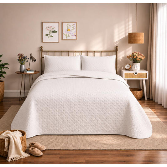 Cubrecama Quilt Reversible 2 Plazas Queen Magic White Martiné