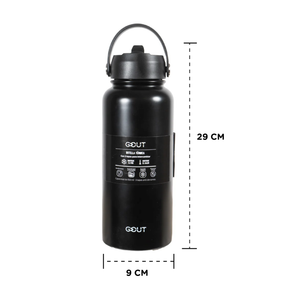 Botella Térmica 950 Ml Gout - 3 Tapas Color Negro