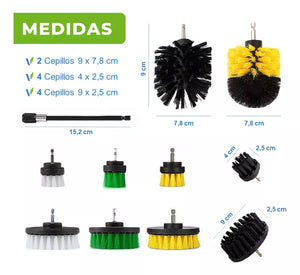 Set 10 Cepillos Limpieza. Auto Hogar Y Tapiz, Para Taladro
