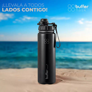 Botella Térmica Buffer Acero Inoxidable 950ml +4 Tapas Negro