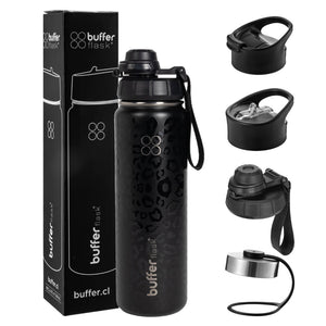 Combo Mochila Saxoline Collins Negra 20 L + Botella de Agua Térmica Buffer 700ml con 4 Tapas