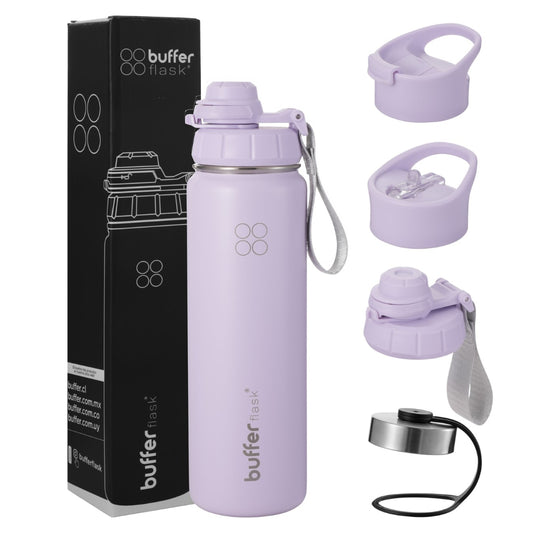 Botella Agua Térmica Buffer Morea 700ml +4 Tapas Lila