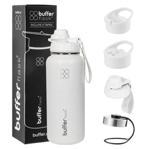 Botella Agua Térmica Buffer Morea 950ml +4 Tapas Ice Leopardo