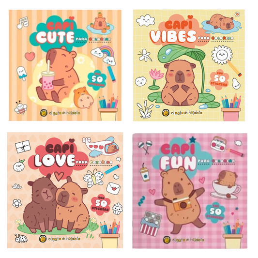 Combo 4 Libros para colorear Capibara