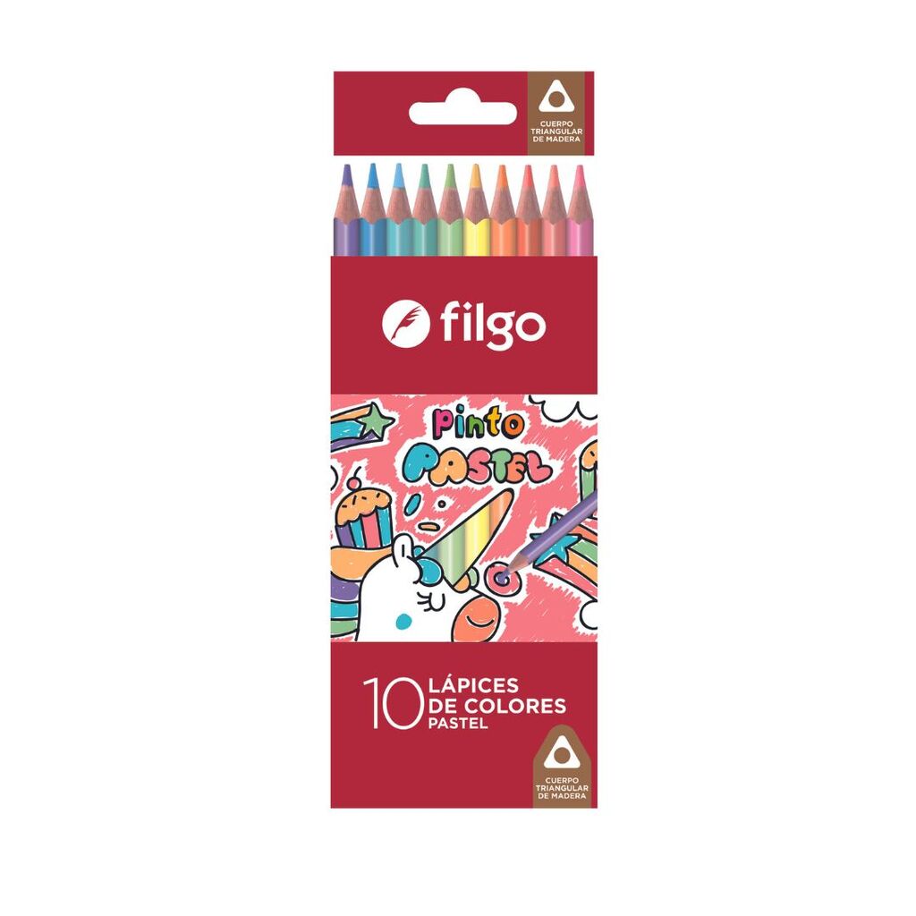 Lápices Colores De Madera Pinto / Estuche 10 Pastel