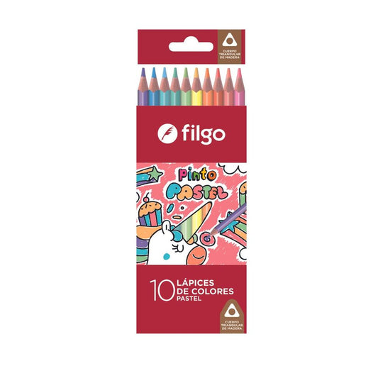 Lápices Colores De Madera Pinto / Estuche 10 Pastel