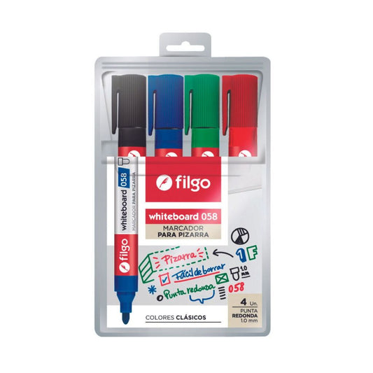 Marcador Pizarra 058 Redonda 4 Unidades