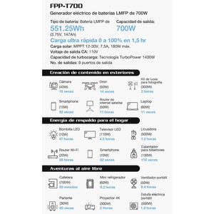 Generador de Energía Portátil FORZA 700W
