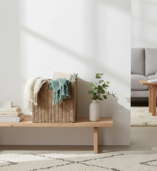 Canasto Deco Plegable Ratán