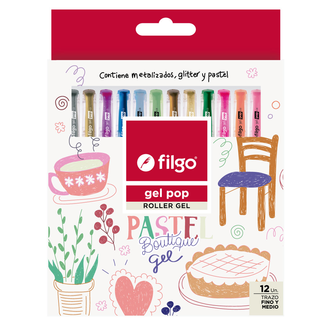 Roller Gel Gel Pop  / Estuche 12 Pastel Boutique