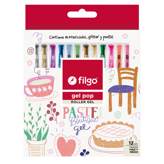 Roller Gel Gel Pop  / Estuche 12 Pastel Boutique