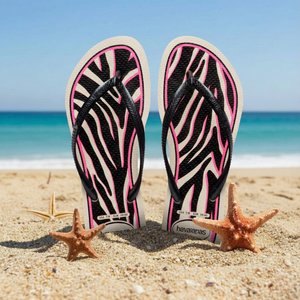 Havaiana Slim Animals Beige/Dark/Grey Metallic Fucsia Mujer Sandalia