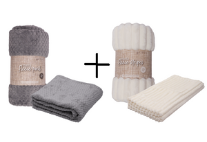 Combo 2x Mantas Polar Fleece: Gris + Crudo