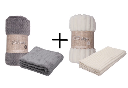Combo 2x Mantas Polar Fleece: Gris + Crudo