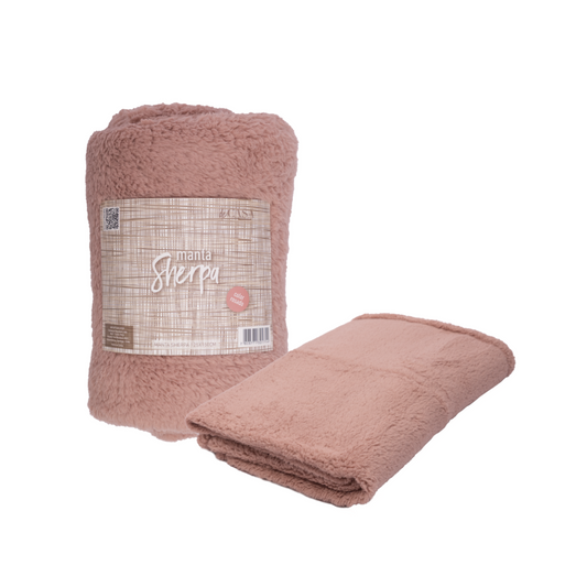 Combo Mantas Sherpa 125x150 cm Gris, Azul, Ecru y Rosado