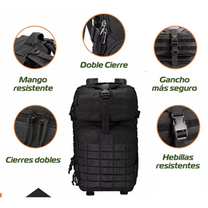 Mochila Viaje Viral Cabina 45L. Resistente al Agua. Negro