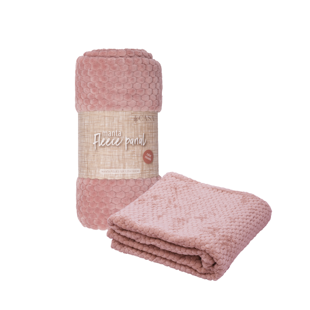 Manta Fleece Panal 125x150cm Rosado