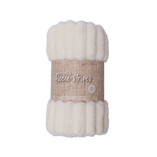 Manta Fleece Stripes 125x150cm Ecru