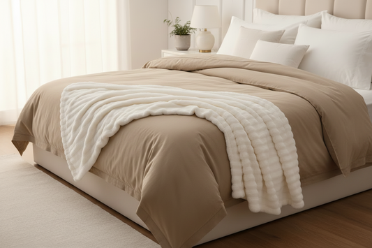Manta Fleece Stripes 125x150cm Ecru