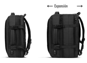 Combo Mochila Viaje Viral Navigator 36L Negra Resistente al agua + Paraguas Retráctil Negro