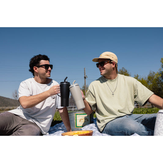 Mug Vaso Térmico Buffer Roques 1Lt + 2 Tapas Negro