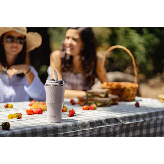 Mug Vaso Térmico Buffer Roques 600 ml + 2 Tapas Pinky Leopardo