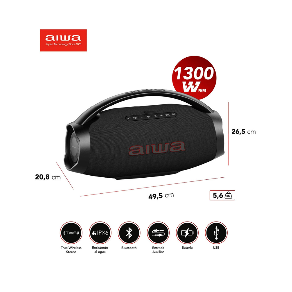 Parlante Portátil Bluetooth AIWA AW-H51BT Negro