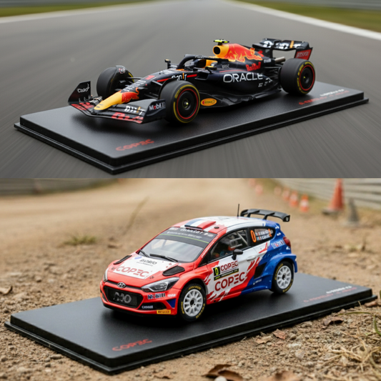 Combo Autos a Escala: Rally 1/55 - Hyundai y 1:43 Oracle Red Bull. Max Verstappen RB20
