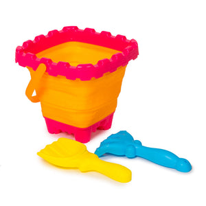 Kit Balde Plegable Naranjo/Fucsia