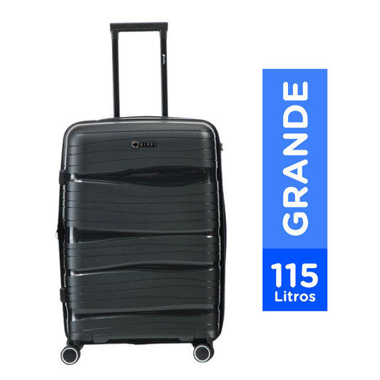 Combo 2 Maletas. Maleta Kippi (L) Rígida Wavy Negro y Maleta de Cabina (S) Grafito