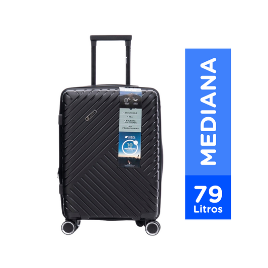 Maleta Kippi (M) Rígida Ultra Resistente y Expandible Negro