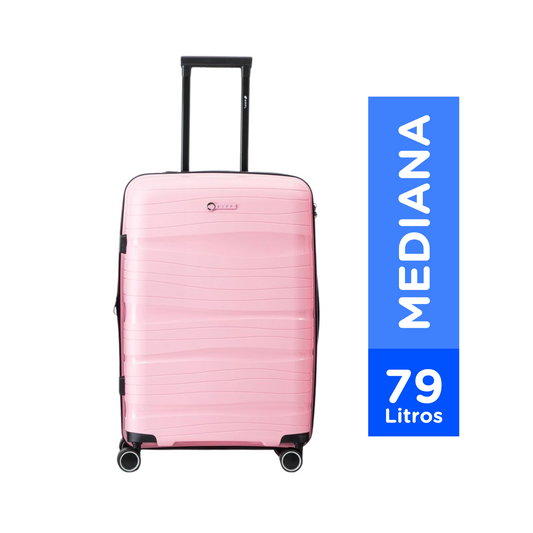 Maleta Kippi (M) Rígida Ultra Resistente y Expandible Wavy Pink