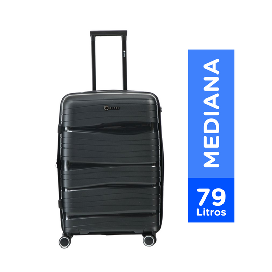 Maleta Kippi (M) Rígida Ultra Resistente y Expandible Wavy Negro