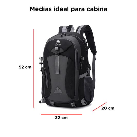 Mochila Viaje / Outdoor Negra. Llaima 33Lt
