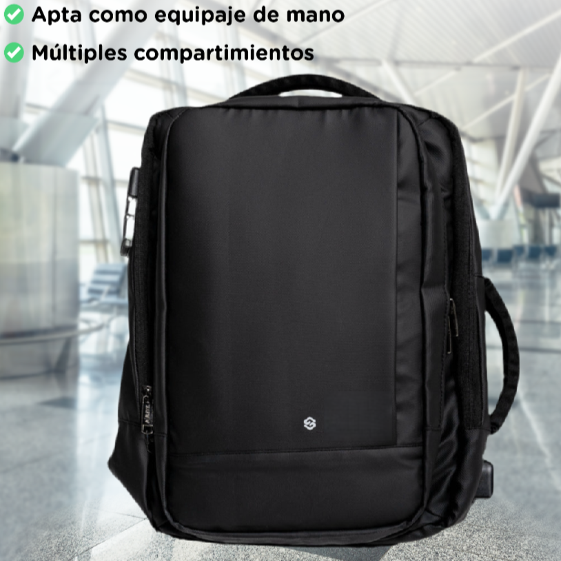 Combo 2 Mochilas de Viaje Viral Cabina 44 L Gout Black y Mochila de Viaje Viral Cabina 30L, Candado de Seguridad. Resistentes al Agua