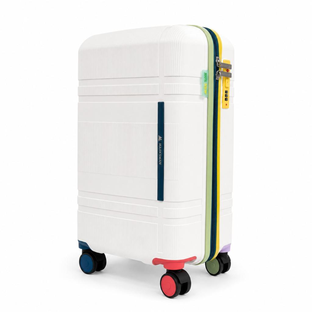 Maleta de Cabina 20" 45L con Candado Blanco y Multicolor Marksman